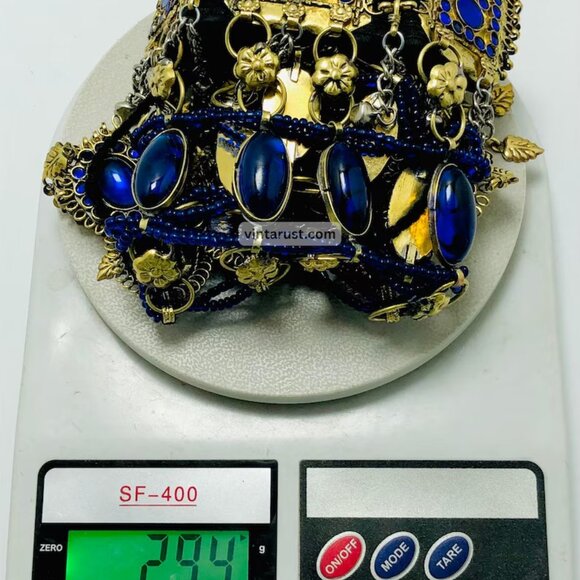 Blue Choker Necklace, Handmade Afghan Tribal Choker Necklace, Statement Boho - Picture 8 of 9